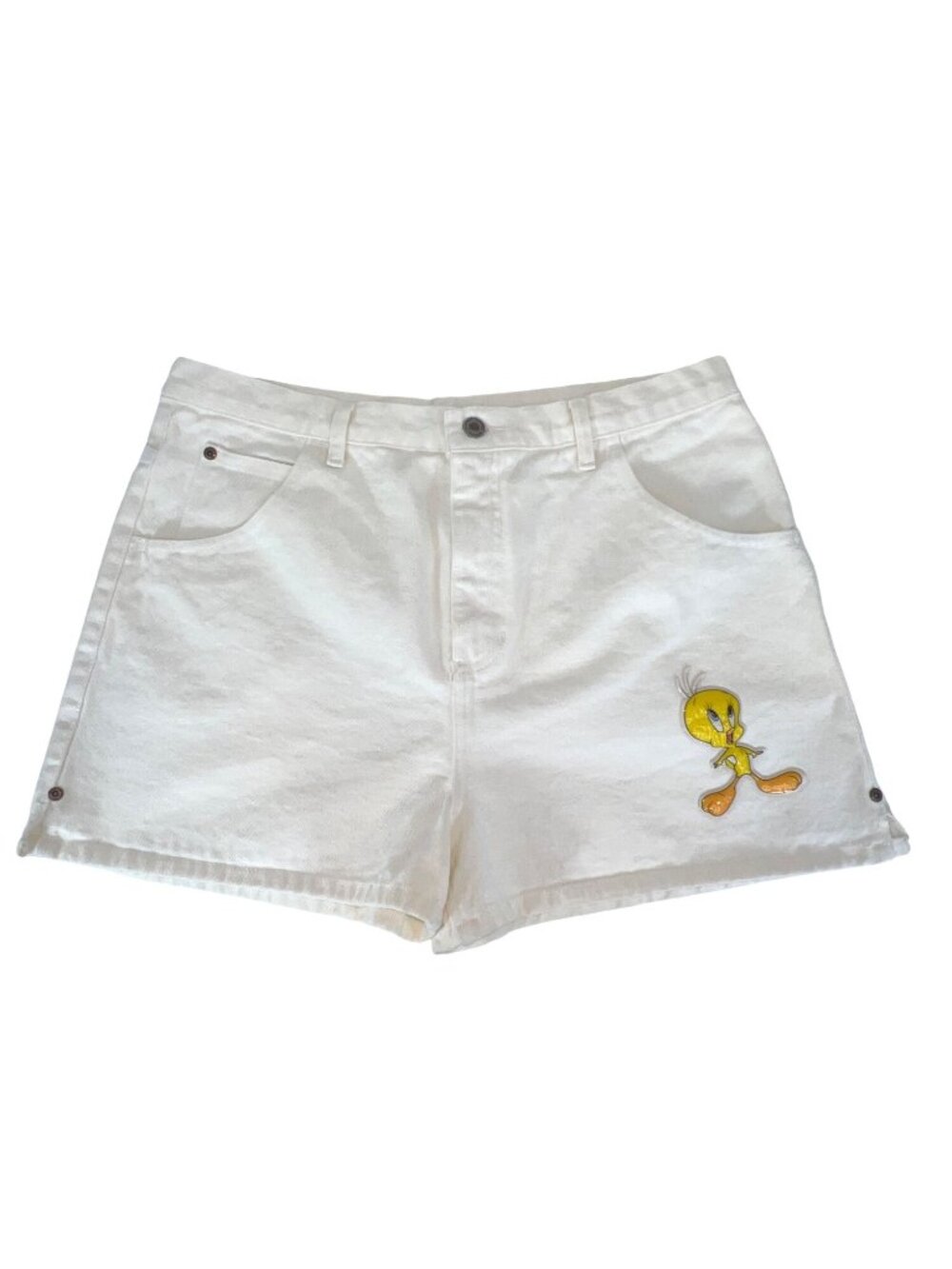 Looney Tunes Tweety White Denim Shorts Womens 18.5 Vintage 1993 Cotton